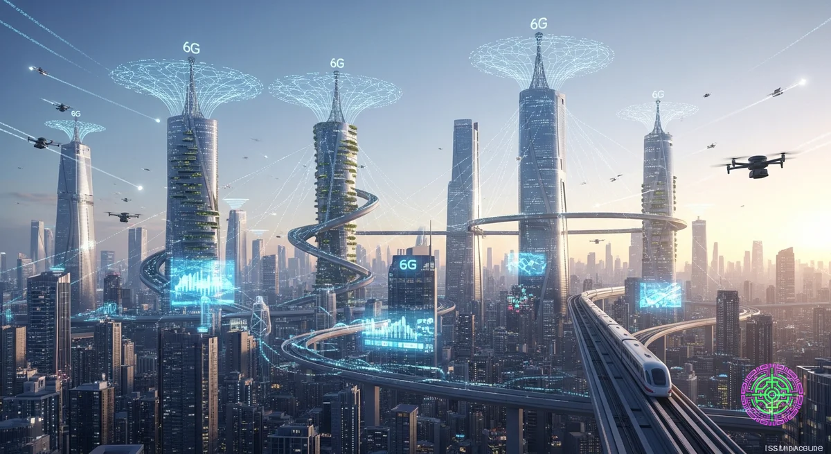Visualization of a 6G mesh network operating in the Terahertz spectrum.