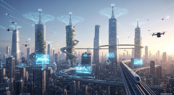 Visualization of a 6G mesh network operating in the Terahertz spectrum.