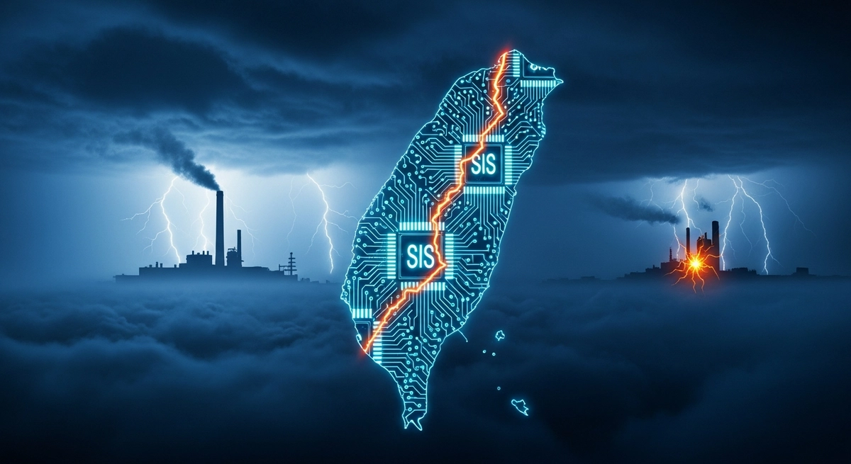 Visualização dramática da vulnerabilidade de semicondutores de Taiwan com padrões de circuito e linhas de falha de terremotos