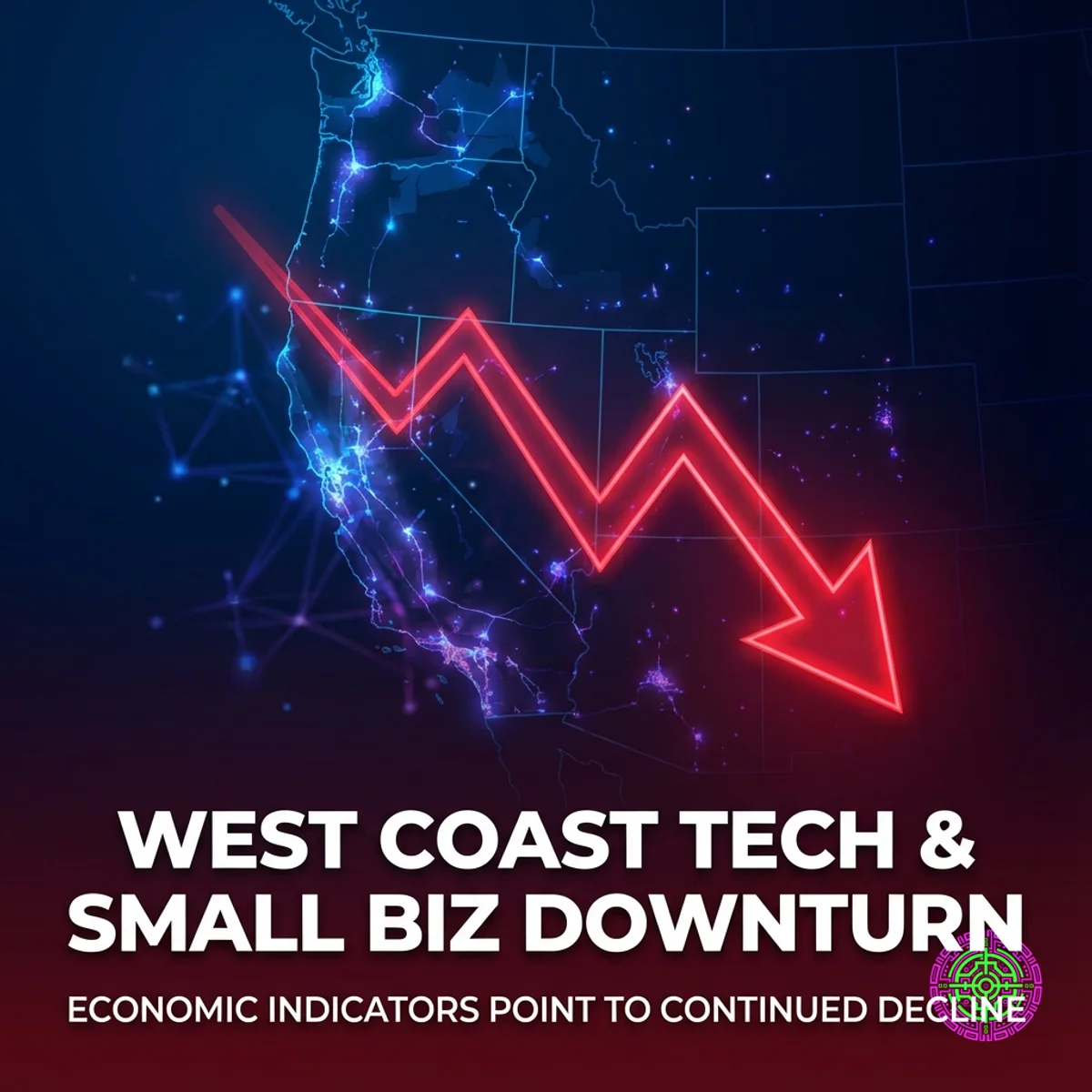 Graph showing economic downturn overlaid on West Coast map
