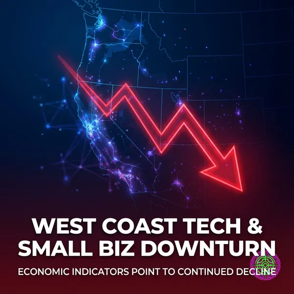 Graph showing economic downturn overlaid on West Coast map