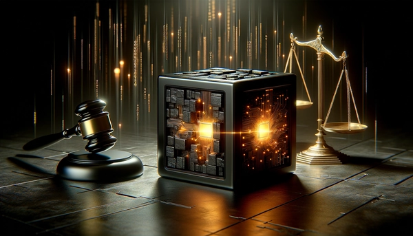 A conceptual illustration of a black cube representing AI being cracked open to reveal code.