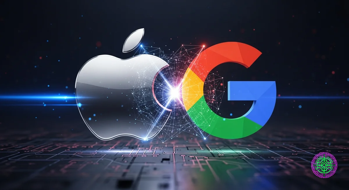 Conceito de logotipo da parceria Apple e Google Gemini