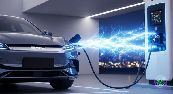 Futuristic EV charging station visualization