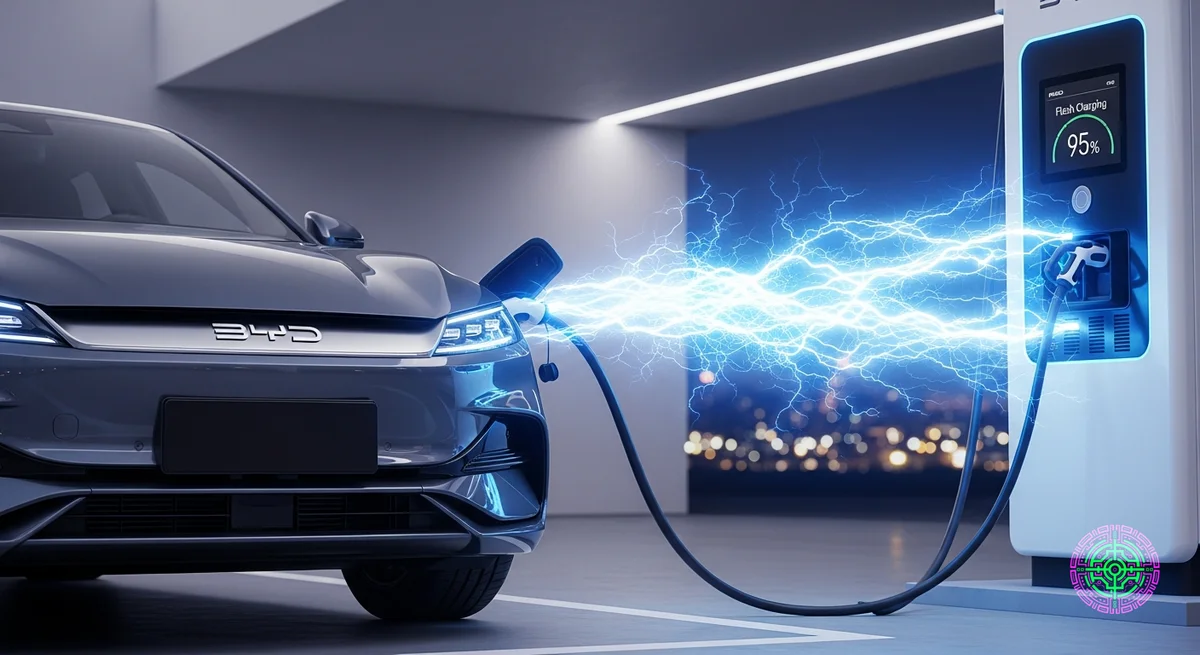 Futuristische Visualisierung einer Ladestation für Elektrofahrzeuge