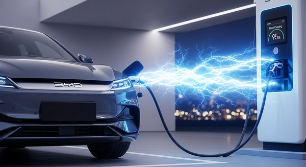 Futuristic EV charging station visualization