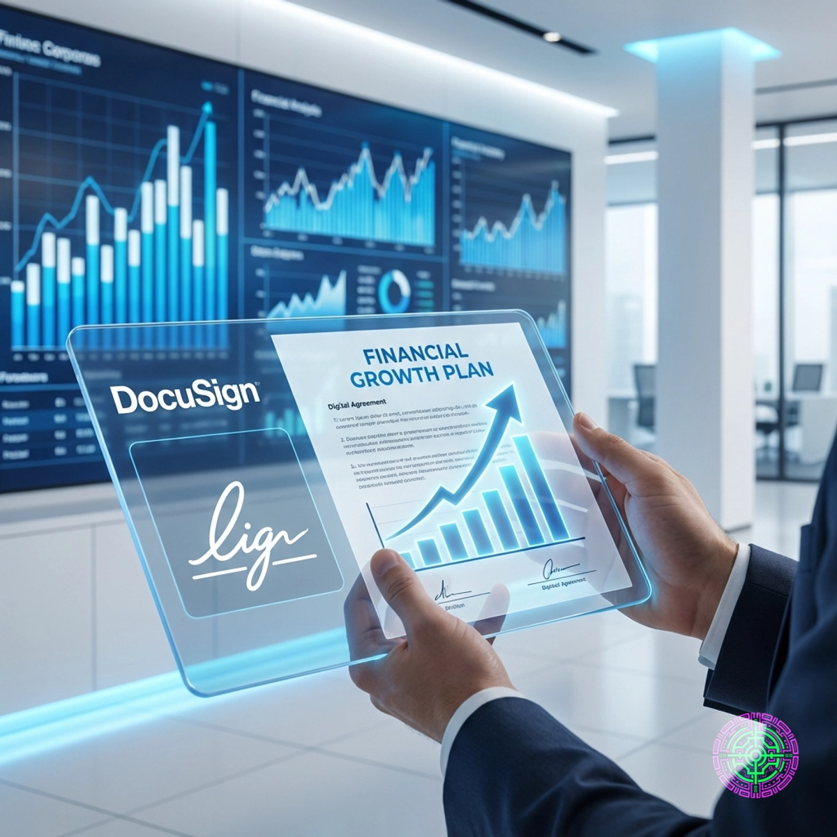 Interface of DocuSign's new IAM platform showing AI contract analysis.