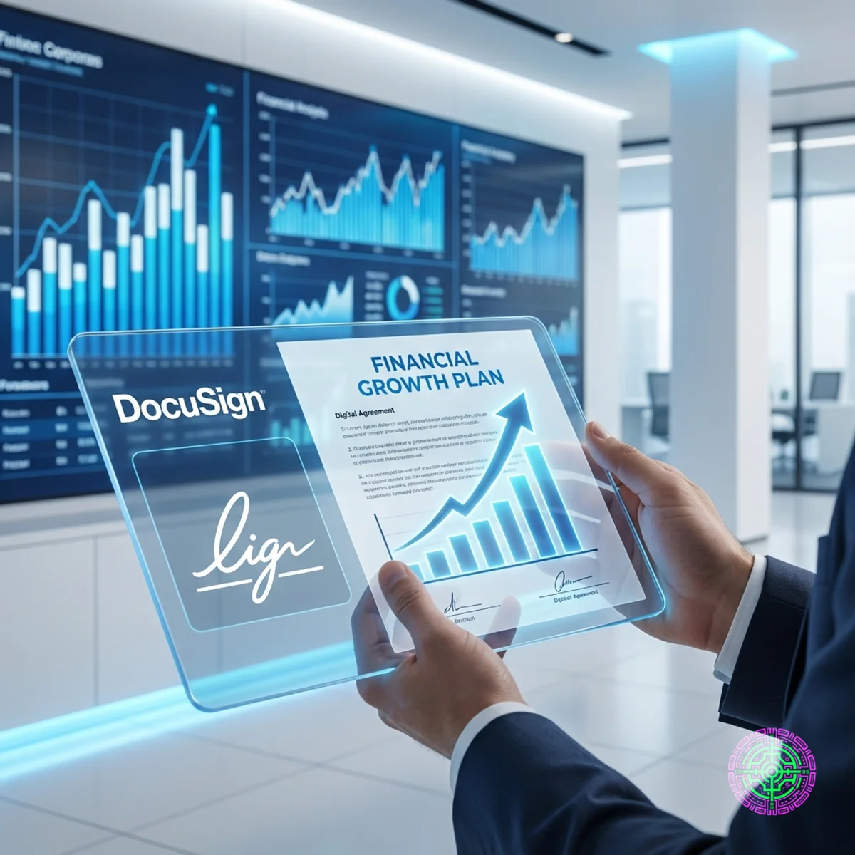 Interface of DocuSign's new IAM platform showing AI contract analysis.