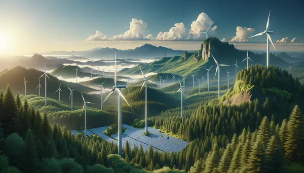 Scenic view of Oregon landscape with clean energy infrastructure