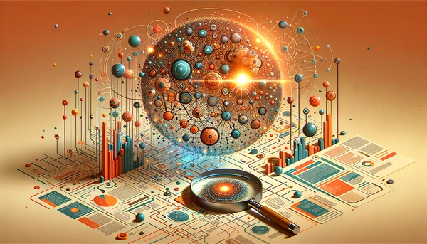 Abstract visualization of AI research and knowledge discovery with glowing nodes