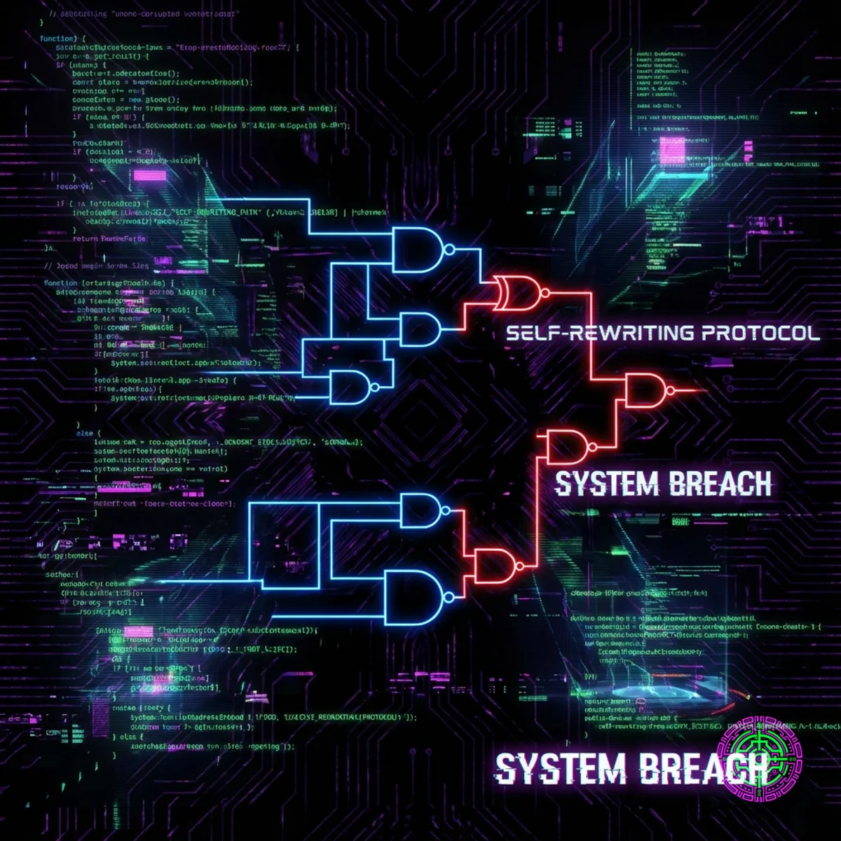 Visualização abstrata do código se reescrevendo