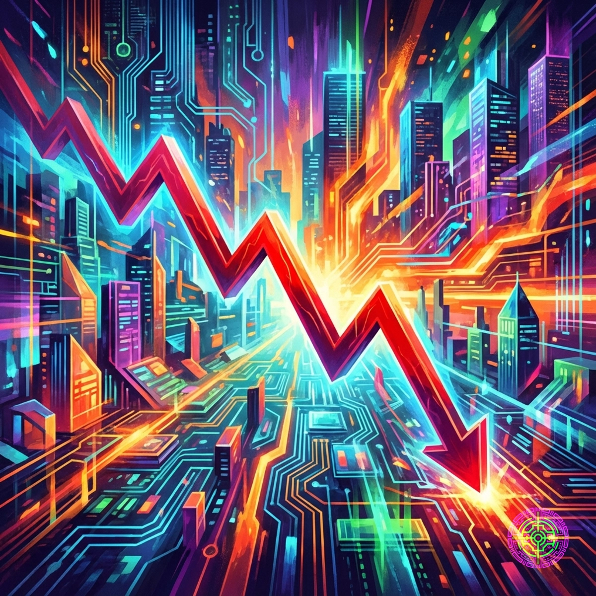Chart showing SOFI stock drop with fintech background