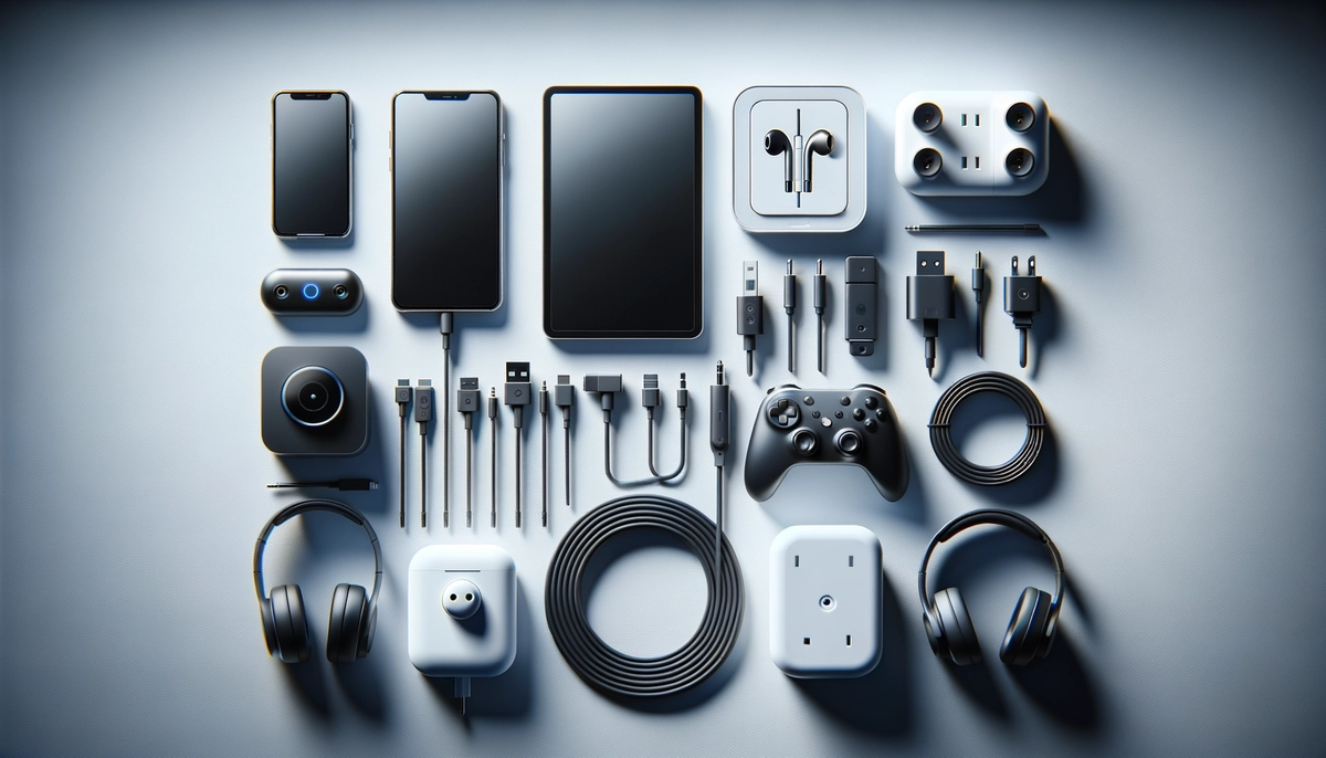 Collection of affordable tech gadgets arranged neatly with clean minimalist aesthetic