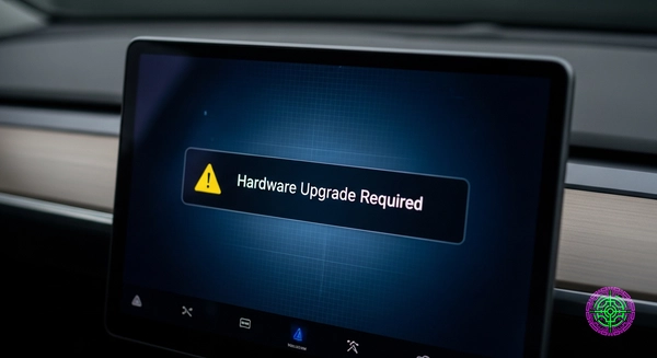 Tesla dashboard displaying a hardware upgrade notification