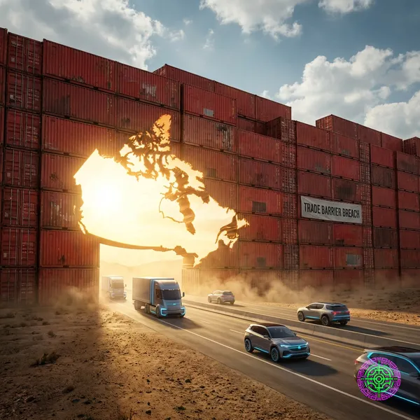 A shipping container wall with a maple leaf shaped hole letting light through