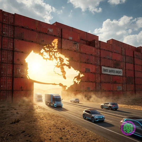 A shipping container wall with a maple leaf shaped hole letting light through