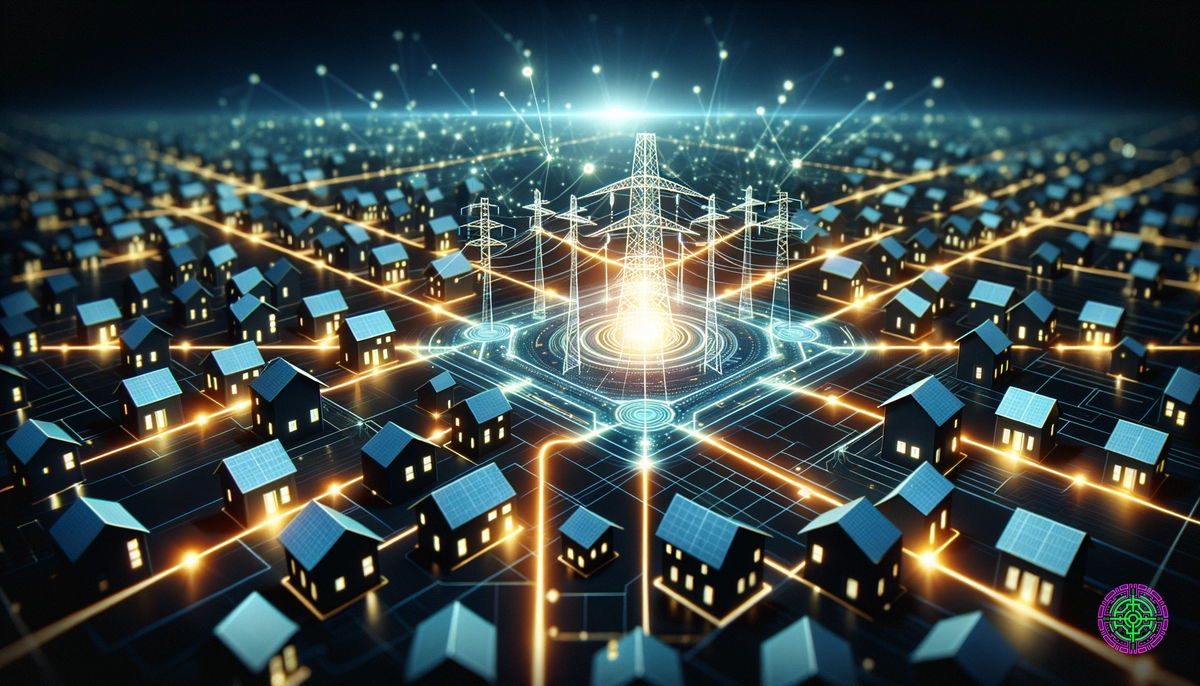 Digitale Visualisierung eines intelligenten Netzes mit vernetzten Haushalten und Unternehmen