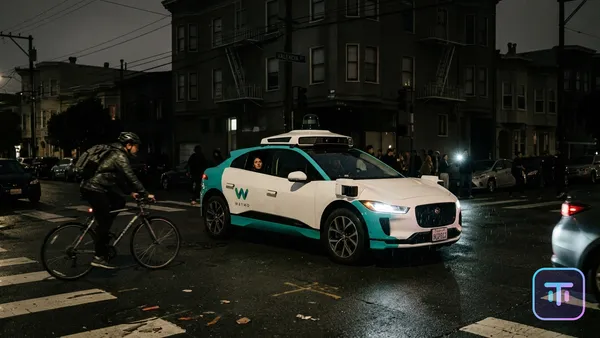 Waymo Jaguar I-Pace stuck at a dark intersection in San Francisco during a power outage