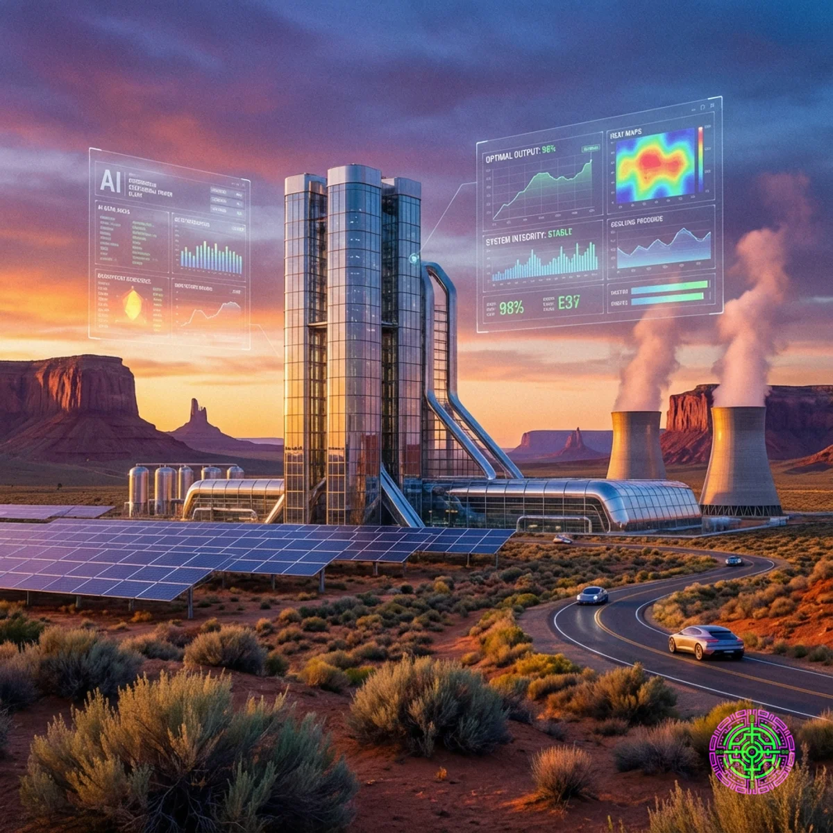 Uma plataforma de perfuração geotérmica da Zanskar operando no deserto de Nevada.