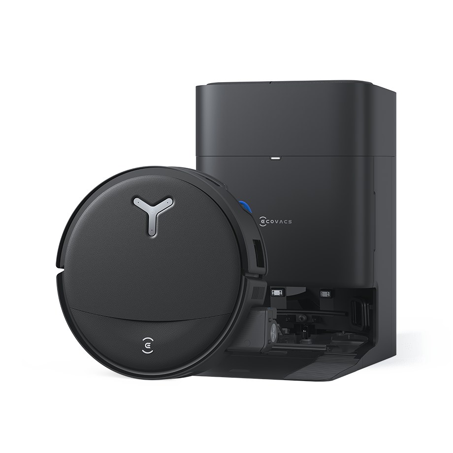 The Ecovacs Deebot T80S Omni robot vacuum with its compact wash-and-dry station