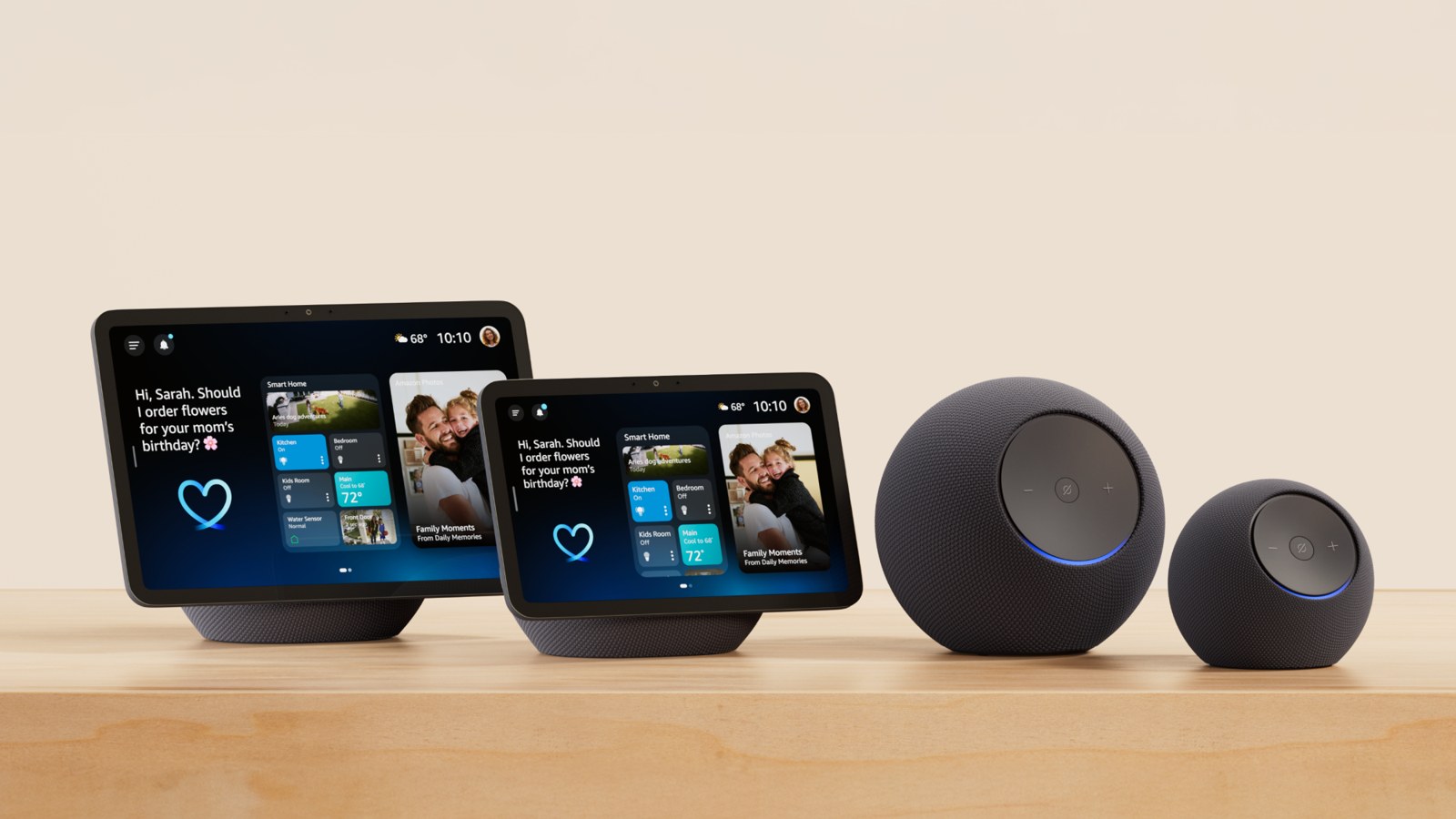 Amazon's 2025 Echo lineup: Echo Show 11 and 8 displays, Echo Studio, and the smaller Echo Dot Max speaker