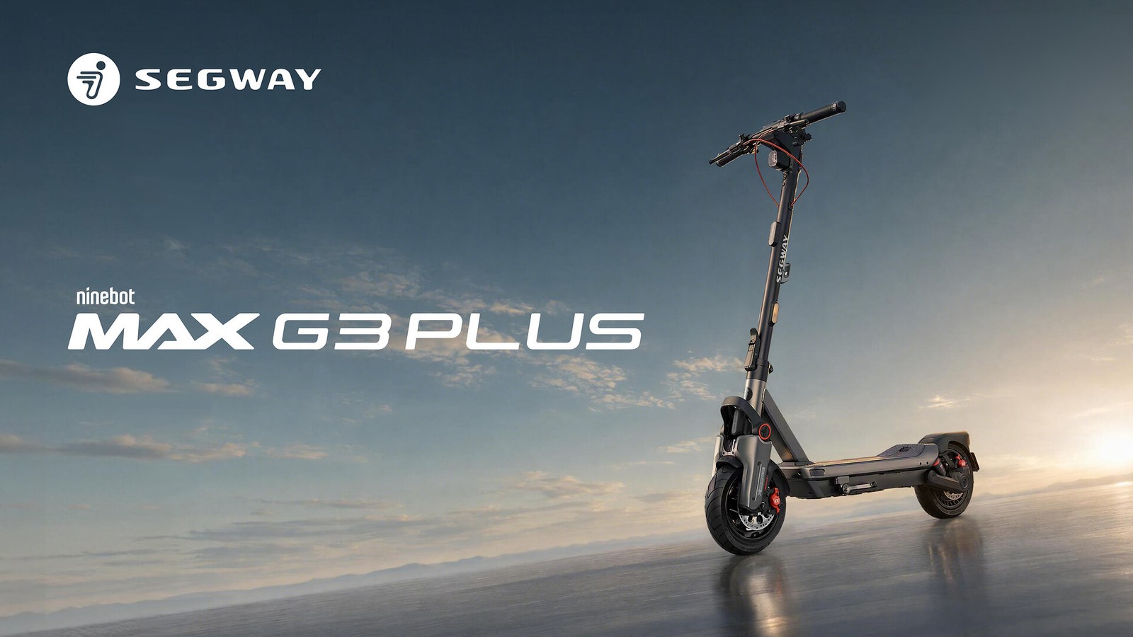 The Segway MAX G3 Plus electric scooter in profile against a clean studio background
