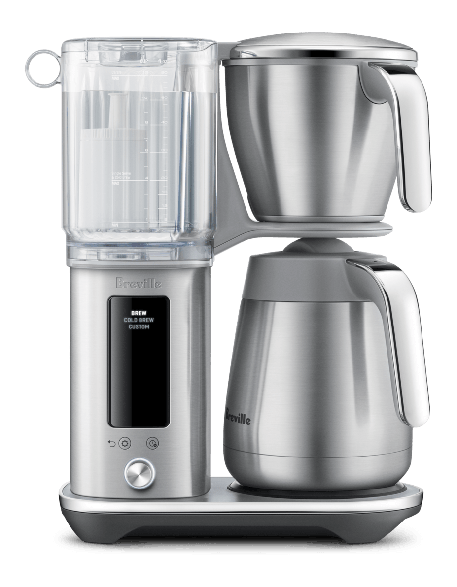 Breville Luxe Brewer Thermal in brushed stainless steel, with its clear water tank and steel thermal carafe